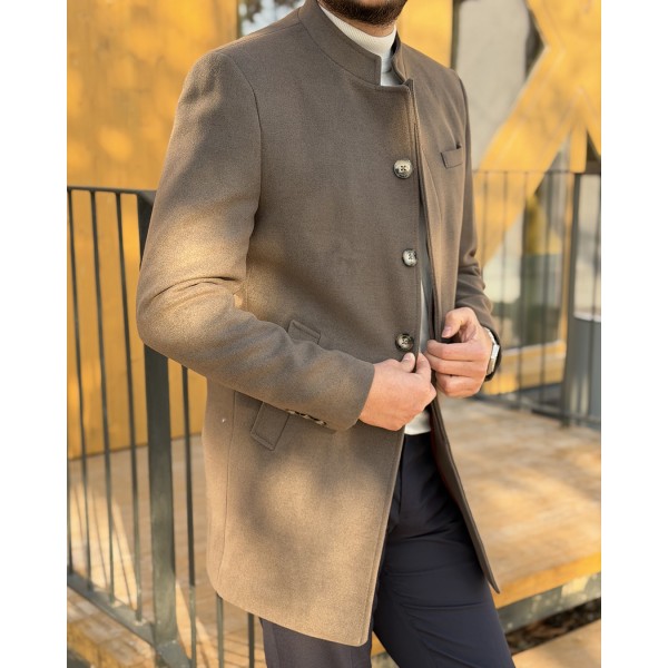 Hakim Yaka Slim Fit Erkek Kaşe Kaban