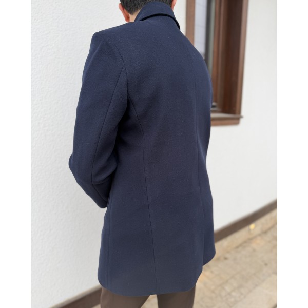 Erkek Premium Çift Düğmeli Slim Fit Kruvaze Kaban