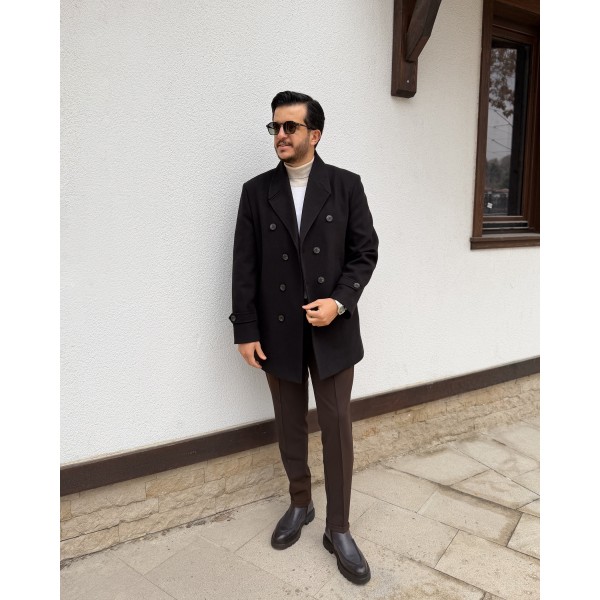 Erkek Premium Çift Düğmeli Slim Fit Kruvaze Kab...