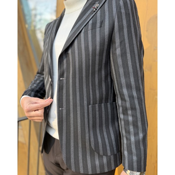 Erkek Elite Serisi İnce Çizgili Tek Düğmeli Blazer