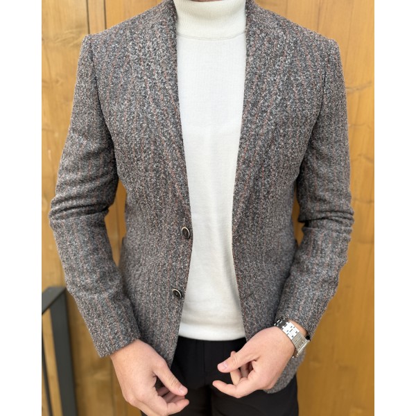 Erkek Tek Düğmeli Dokuma Blazer Ceket