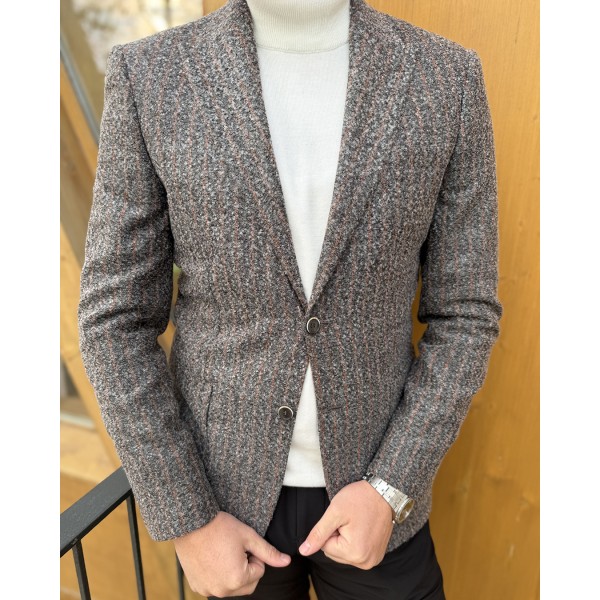 Erkek Tek Düğmeli Dokuma Blazer Ceket