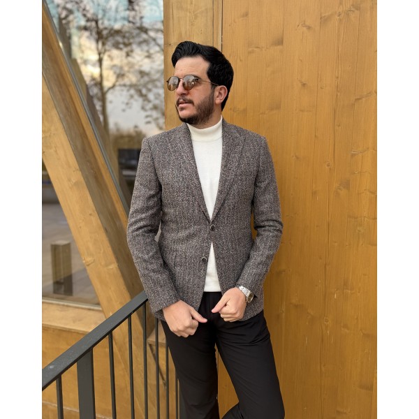 Erkek Tek Düğmeli Dokuma Blazer Ceket