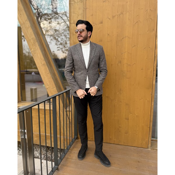 Erkek Tek Düğmeli Dokuma Blazer Ceket