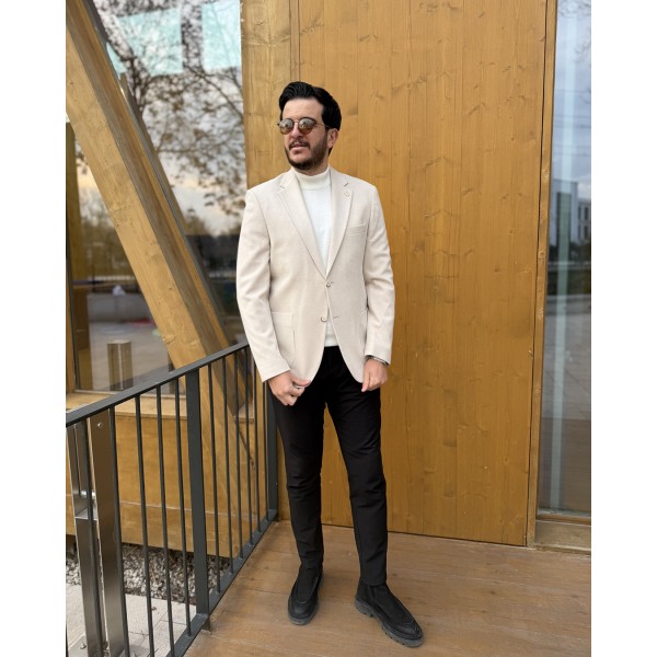 İnci Ton Kadife Tek Düğme Blazer Ceket