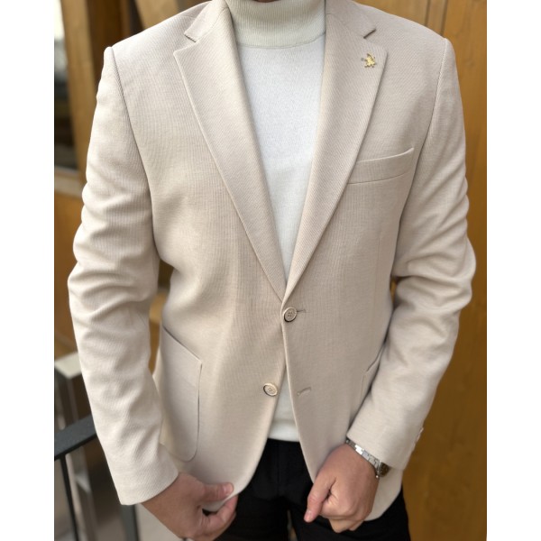 İnci Ton Kadife Tek Düğme Blazer Ceket
