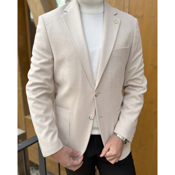 İnci Ton Kadife Tek Düğme Blazer Ceket