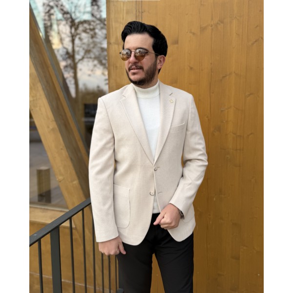 İnci Ton Kadife Tek Düğme Blazer Ceket