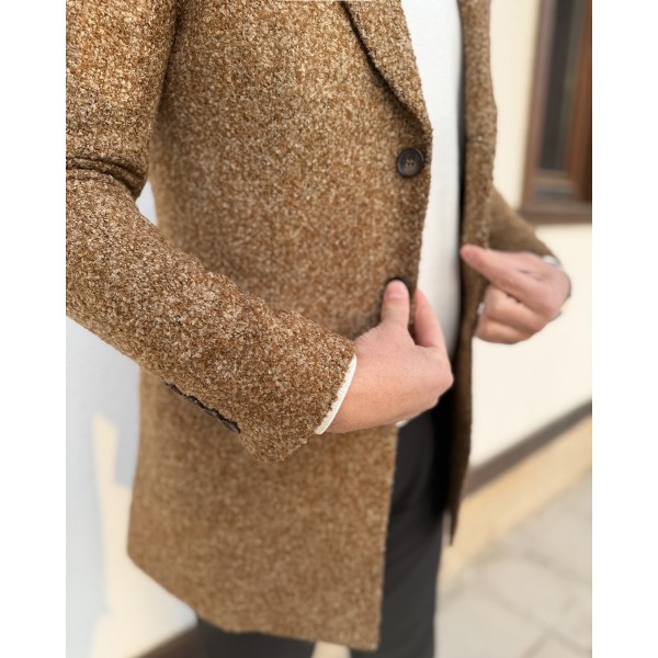 Premium Dokulu Camel Yün Kaban