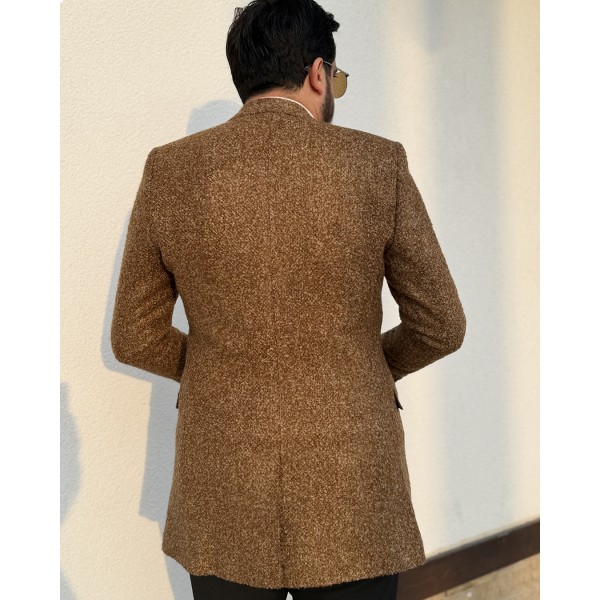 Premium Dokulu Camel Yün Kaban