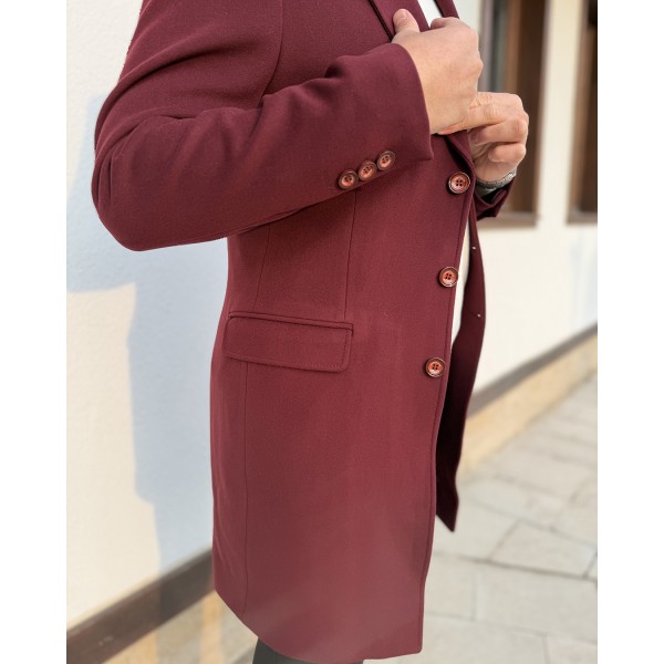 Bordo Pamuk Dokulu Modern Kesim Kaban