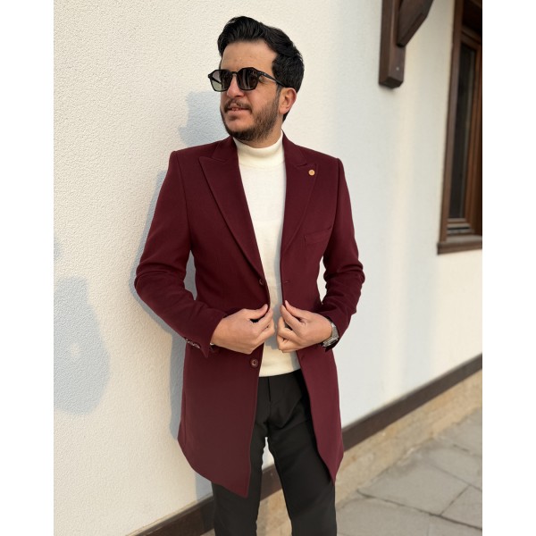 Bordo Pamuk Dokulu Modern Kesim Kaban