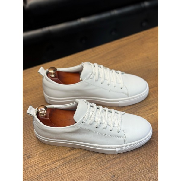 Erkek İnce Tabanlı Hakiki Deri Sneaker Ayakkabı