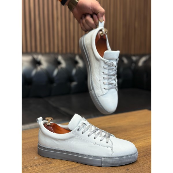 Erkek İnce Tabanlı Hakiki Deri Sneaker Ayakkabı