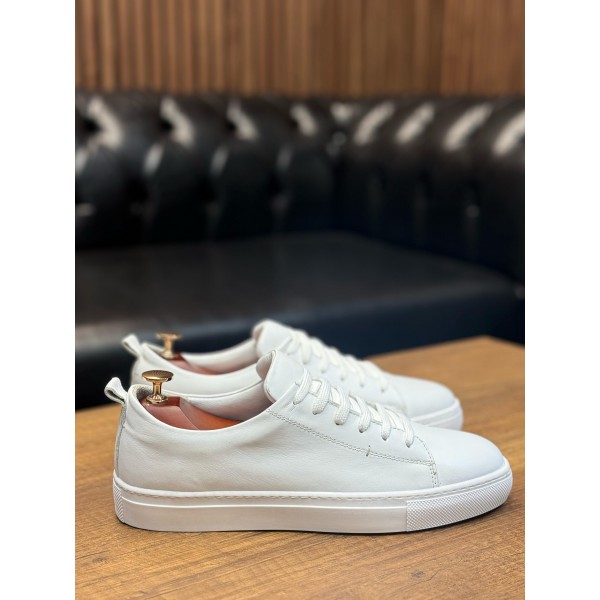 Erkek İnce Tabanlı Hakiki Deri Sneaker Ayakkabı