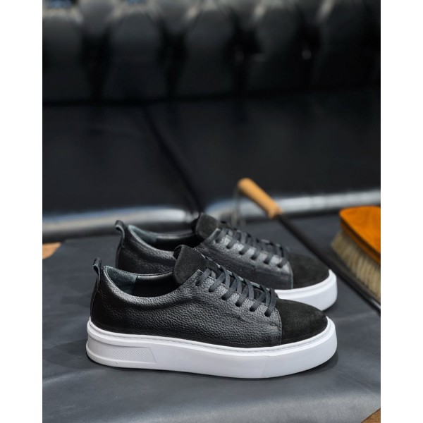Kalın tabanlı Nubuk Deri Detaylı Erkek  Sneaker Ayakkabı 