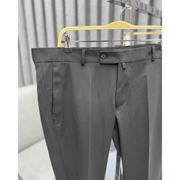 Erkek Düz Klasik Siyah Kumaş Pantolon