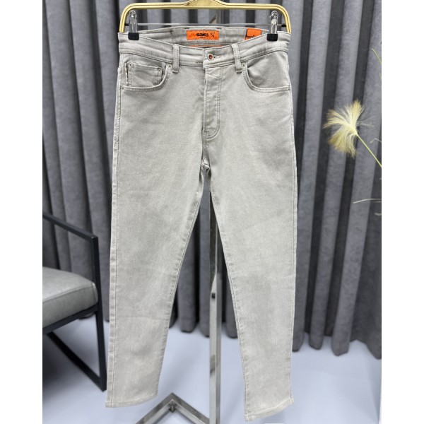 Erkek Açık Gri Slim Fit Kot Pantolon  Modern Kes...