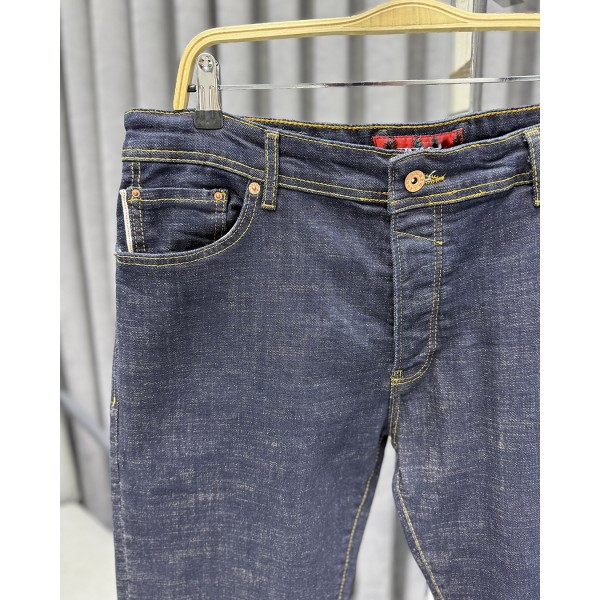 Erkek Premium Koyu Lacivert Slim Fit Jean Kot Pantolon 
