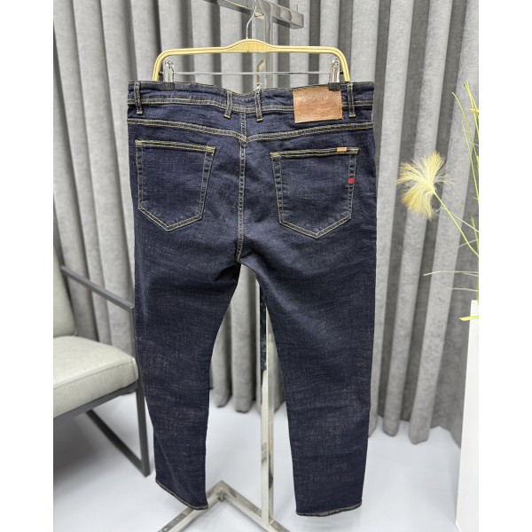 Erkek Premium Koyu Lacivert Slim Fit Jean Kot Pantolon 