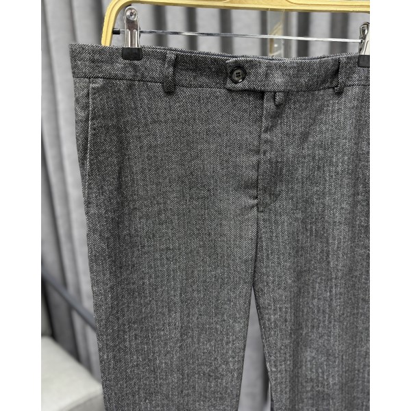 Erkek Premium Gri Dokuma Slim Fit Kumaş Pantolon