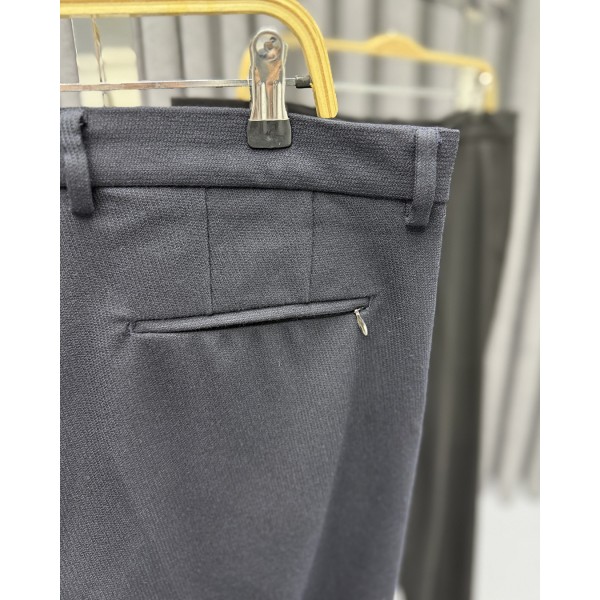 Erkek Business Class Sİyah-Lacivert Slim Fit Düz Kesim Kumaş Pantolon