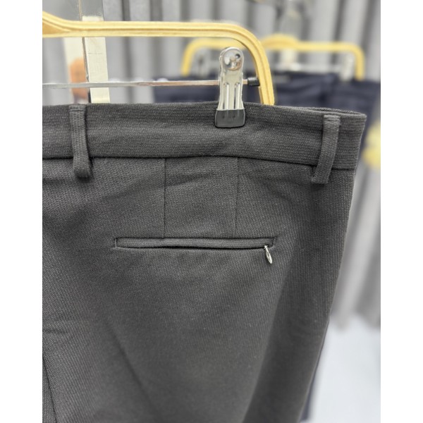 Erkek Business Class Sİyah-Lacivert Slim Fit Düz Kesim Kumaş Pantolon