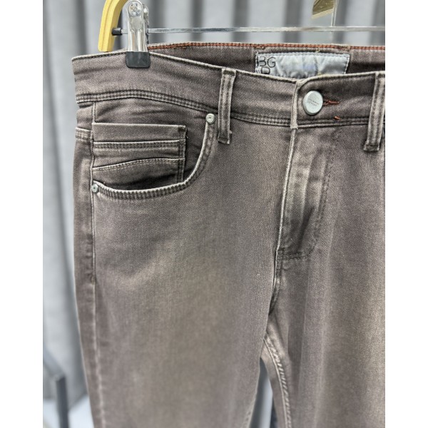 Kahverengi Slim Fit Erkek Jean Kot Pantolon