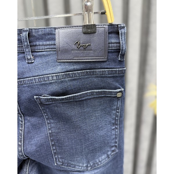 Koyu Mavi Yırtmaç Detaylı Slim Fit Erkek Jean Kot Pantolon