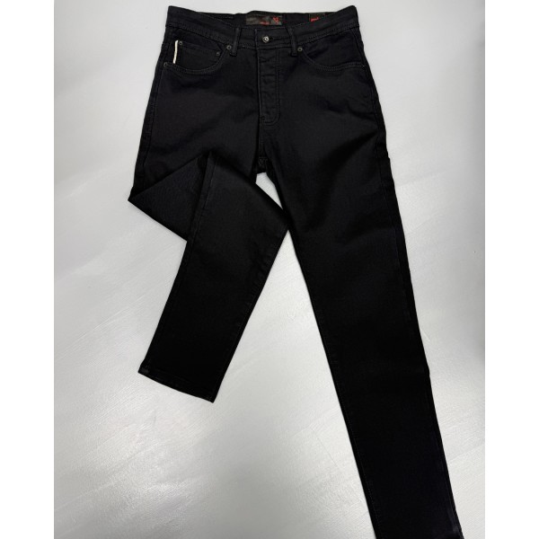 Erkek Modern Cut Siyah Jean Kot Pantolon
