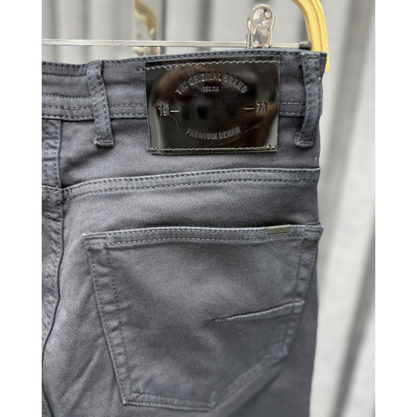 Erkek Modern Cut Siyah Jean Kot Pantolon