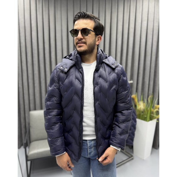 Erkek Lazer Baskı Desenli Premium Dik Yaka Şişm...