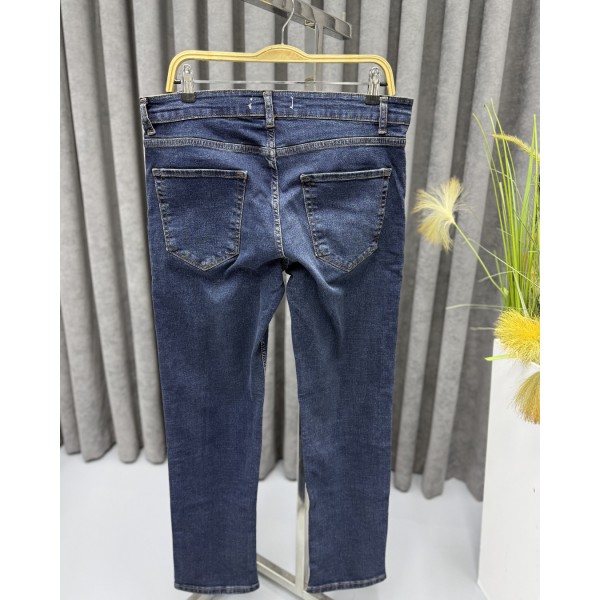 Baggy Fit Koyu Mavi Jean Kot Pantolon