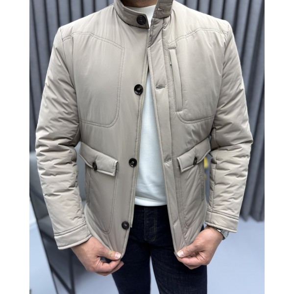 Erkek Slim Fit Hakim Yaka Premium Casual Mont
