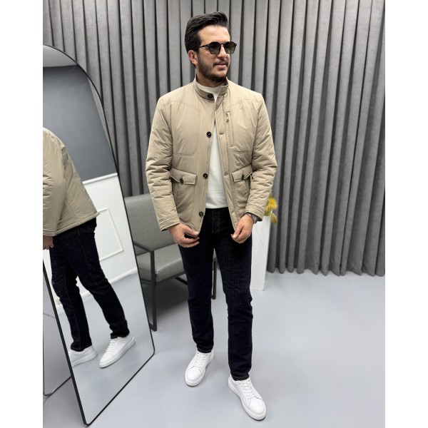Erkek Slim Fit Hakim Yaka Premium Casual Mont