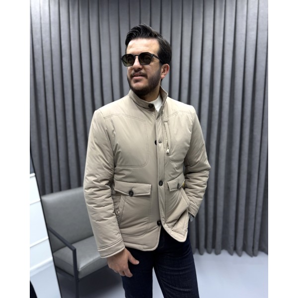 Erkek Slim Fit Hakim Yaka Premium Casual Mont