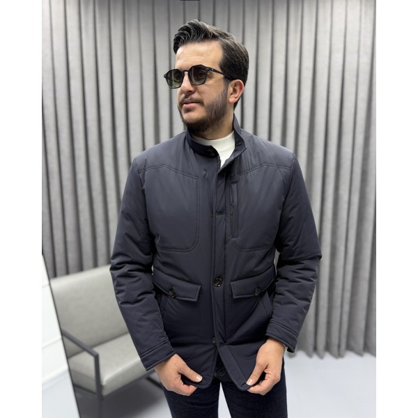 Erkek Slim Fit Hakim Yaka Premium Casual Mont