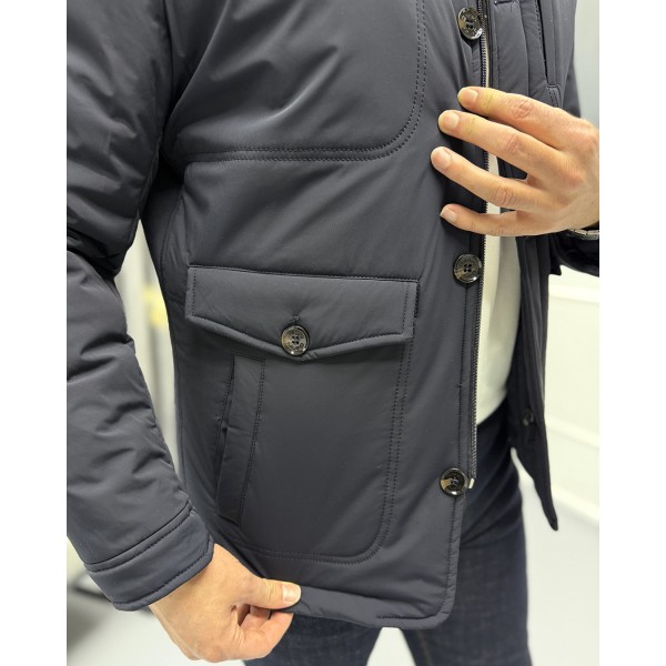 Erkek Slim Fit Hakim Yaka Premium Casual Mont