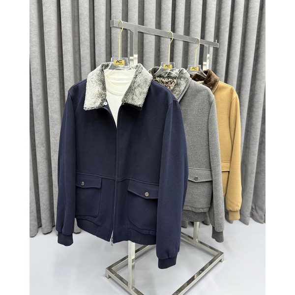Erkek Luxury Line Premium Çıkarılabilir Kürklü Yaka Kaşe Mont