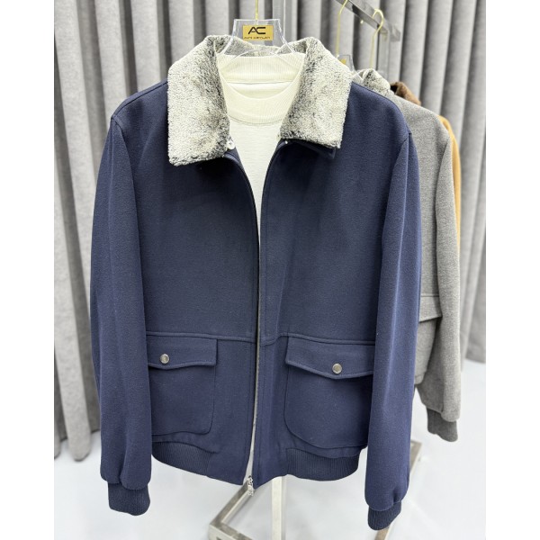 Erkek Luxury Line Premium Çıkarılabilir Kürklü Yaka Kaşe Mont