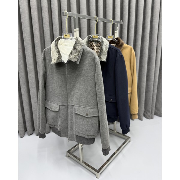 Erkek Luxury Line Premium Çıkarılabilir Kürklü Yaka Kaşe Mont