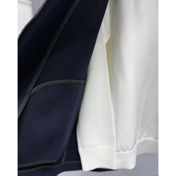 Erkek Premium Navy Lacivert Fermuarlı Kaşe Mont 