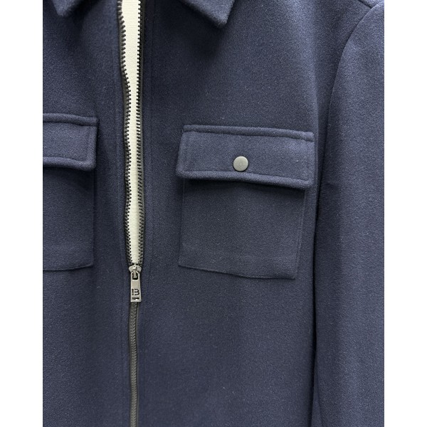 Erkek Premium Navy Lacivert Fermuarlı Kaşe Mont 