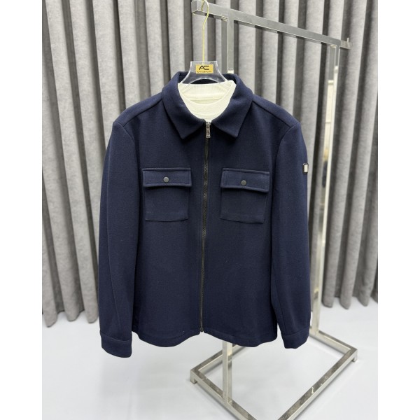 Erkek Premium Navy Lacivert Fermuarlı Kaşe Mont 