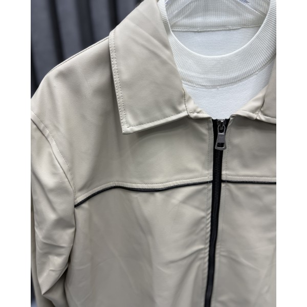 Minimal Luxe Fermuarlı Deri Mont