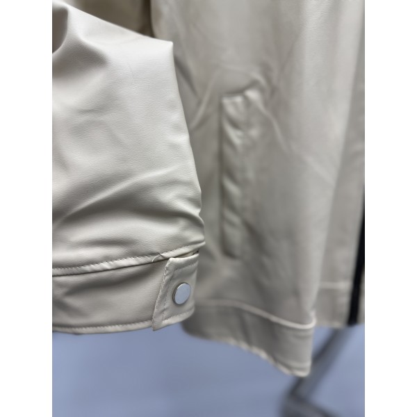 Minimal Luxe Fermuarlı Deri Mont