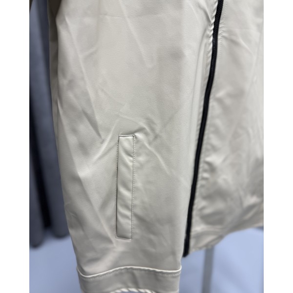 Minimal Luxe Fermuarlı Deri Mont