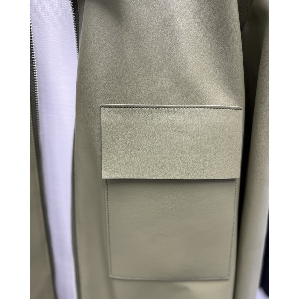 Erkek Premium Geniş Yaka Cepli Deri Overshirt Ceket