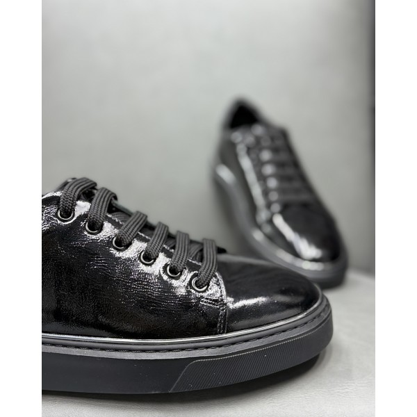 Erkek Premium Glossy Rugan Deri Sneaker Ayakkabı