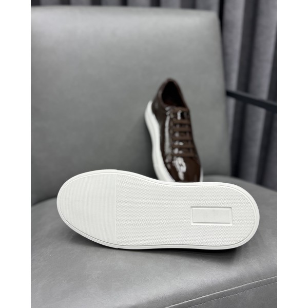 Erkek Premium Glossy Rugan Deri Sneaker Ayakkabı